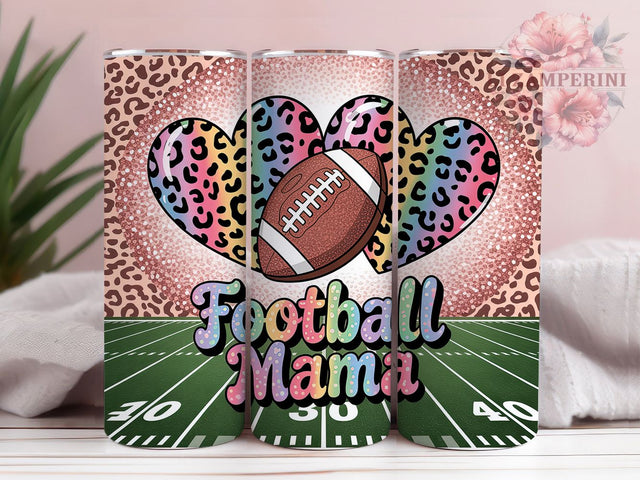 Glitter Football Mama Game Day Tumbler, Rainbow Leopard Wrap, Glitter Football Design, 20oz Sublimation PNG, Sports Mom Tumbler, Leopard Print Football Wrap, Game Day Tumbler Wrap Sublimation Li Zamperini 