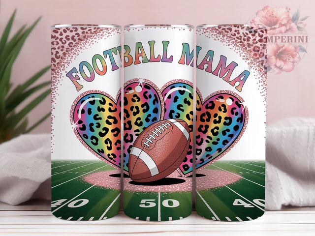 Glitter Football Mama Game Day Tumbler, Rainbow Leopard Wrap, Glitter Football Design, 20oz Sublimation PNG, Sports Mom Tumbler, Leopard Print Football Wrap, Game Day Tumbler Wrap Sublimation Li Zamperini 