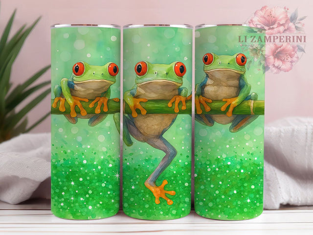 Glitter Frog Animal Tumbler, Cute Frog Design, Green Frog Wrap, 20oz Frog Tumbler, Sparkly Frog Cup, Frog Lover Tumbler, Cute Animal Tumbler Wrap Sublimation Li Zamperini 