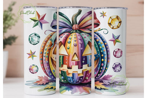Glitter Gem Pumpkin 20oz Tumbler Wrap Sublimation PixelChick 