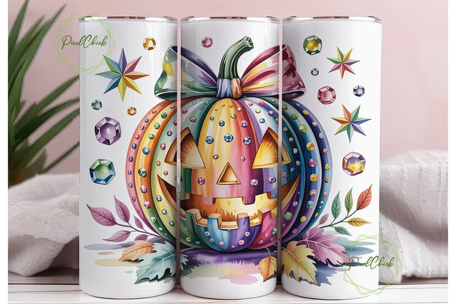 Glitter Gem Pumpkin 20oz Tumbler Wrap Sublimation PixelChick 