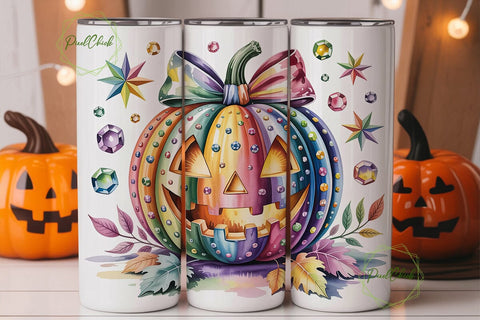 Glitter Gem Pumpkin 20oz Tumbler Wrap Sublimation PixelChick 