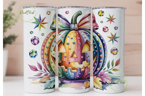 Glitter Gem Pumpkin 20oz Tumbler Wrap Sublimation PixelChick 