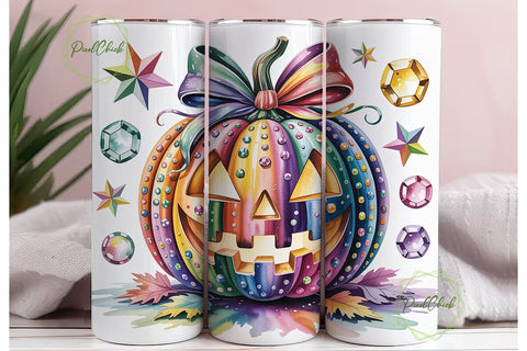 Glitter Gem Pumpkin 20oz Tumbler Wrap Sublimation PixelChick 