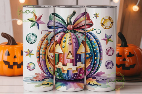 Glitter Gem Pumpkin 20oz Tumbler Wrap Sublimation PixelChick 