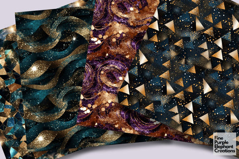 Glitter Geometric Metallic Foil Paper Digital Pattern Fine Purple Elephant Creations 