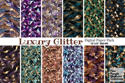 Glitter Geometric Metallic Foil Paper Digital Pattern Fine Purple Elephant Creations 