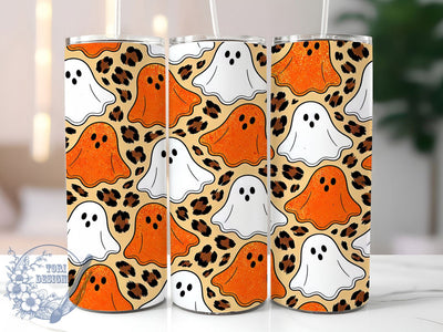 Glitter Ghost Leopard 20oz Tumbler, Ghost Leopard Motif, Glitter Art Design, Spooky Theme, Glam Accent, Whimsical Charm, Sublimation Wrap, 20oz Tumbler Sublimation ToriDesigns 