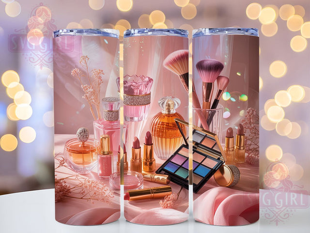 Glitter Glam Makeup Tumbler, Girly Beauty Wrap, Glam Cosmetic Design, Sublimation Cup, 20oz Skinny Tumbler, Sparkly Drinkware, Makeup Lover Style Sublimation SvggirlplusArt 