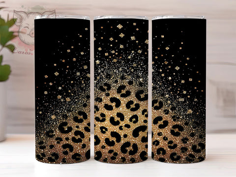 Glitter Gold Leopard Tumbler, Leopard Print Tumbler Wrap, 20oz Sublimation Design, Sparkly Leopard Drinkware, Digital Download Tumbler, Unique Gift Tumbler, Gold Glitter Tumbler Sublimation Lara' s Designs 