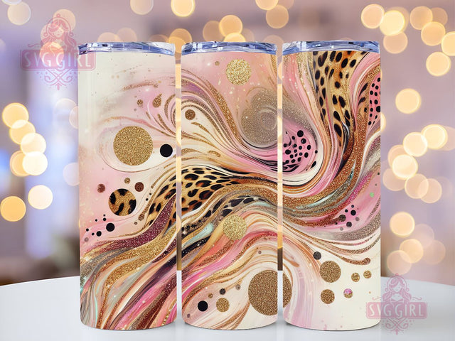 Glitter Gold Pink Leopard 20 oz Skinny Tumbler, Leopard 20 oz Skinny Tumbler Sublimation Design Template Cheetah Leopard Tumbler Wrap, Seamless Leopard Print, PNG Digital Download Sublimation SvggirlplusArt 