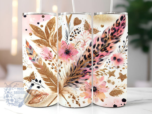 Glitter Gold Pink Leopard Tumbler 20 oz Tumbler Skinny, glitter drinkware, gold drinkware, pink drinkware, leopard drinkware, gift tumbler, fashion tumbler, luxury tumbler Sublimation ToriDesigns 