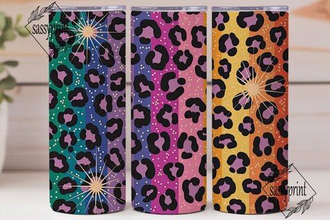 Glitter Gradient Leopard Spots Tumbler Sublimation sassyprint 