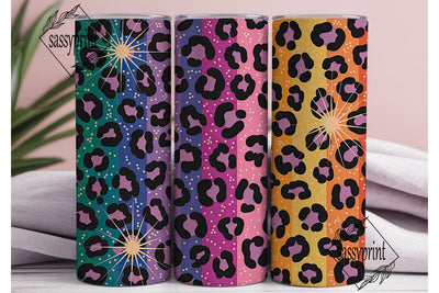 Glitter Gradient Leopard Spots Tumbler Sublimation sassyprint 