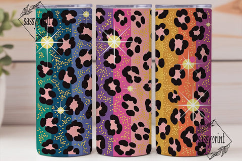 Glitter Gradient Leopard Spots Tumbler Sublimation sassyprint 