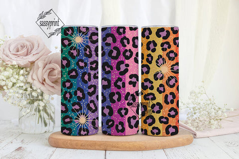 Glitter Gradient Leopard Spots Tumbler Sublimation sassyprint 