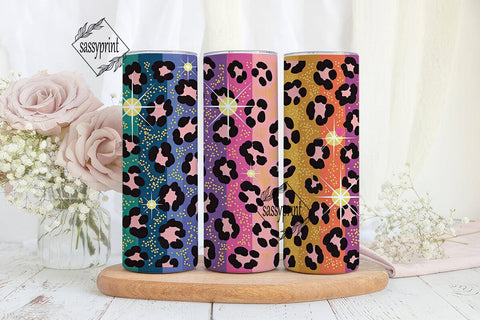 Glitter Gradient Leopard Spots Tumbler Sublimation sassyprint 
