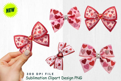Glitter Heart Bow Clipart Sublimation Regulrcrative 