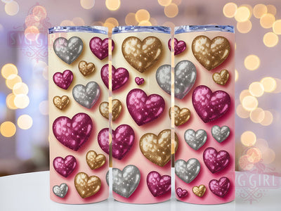 Glitter Heart Valentine Tumbler, Seamless Pattern, Valentine's Day, Sublimation Art, 20oz Tumbler, Romantic Theme, Love Style Sublimation SvggirlplusArt 