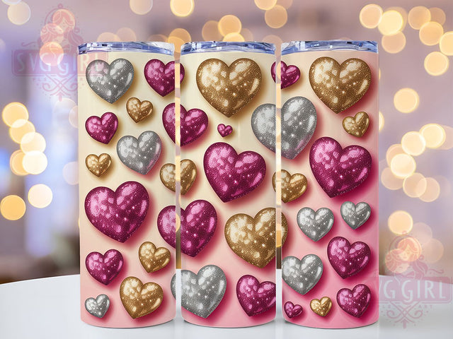 Glitter Heart Valentine Tumbler, Seamless Pattern, Valentine's Day, Sublimation Art, 20oz Tumbler, Romantic Theme, Love Style Sublimation SvggirlplusArt 