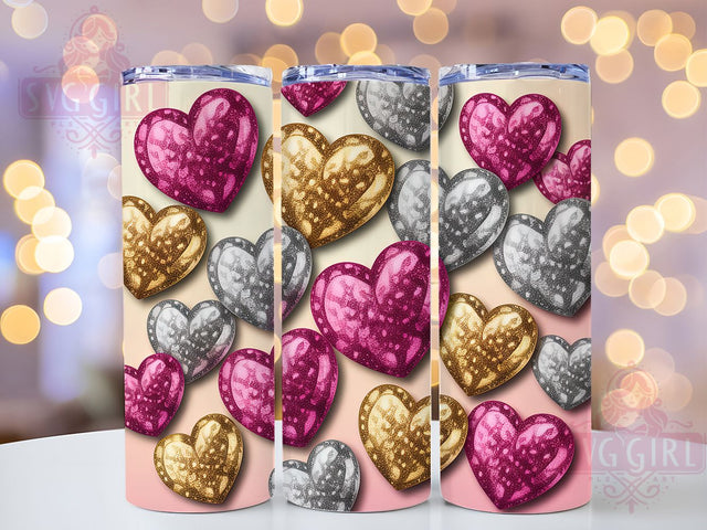 Glitter Heart Valentine Tumbler, Seamless Pattern, Valentine's Day, Sublimation Art, 20oz Tumbler, Romantic Theme, Love Style Sublimation SvggirlplusArt 