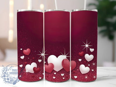 Glitter Heart Valentine Tumbler, Valentine's Day, Sparkle Wrap, Sublimation Art, 20oz Tumbler, Love Theme, Festive Design Sublimation ToriDesigns 