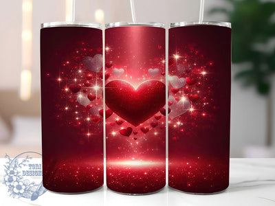 Glitter Heart Valentine Tumbler, Valentine's Day, Sparkle Wrap, Sublimation Art, 20oz Tumbler, Love Theme, Festive Design Sublimation ToriDesigns 