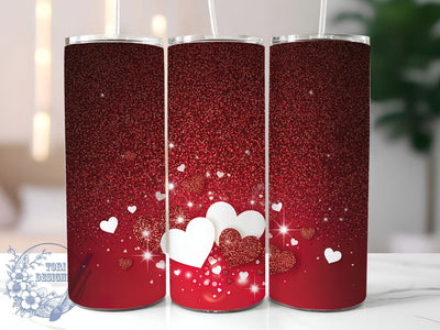 Glitter Heart Valentine Tumbler, Valentine's Day, Sparkle Wrap, Sublimation Art, 20oz Tumbler, Love Theme, Festive Design Sublimation ToriDesigns 