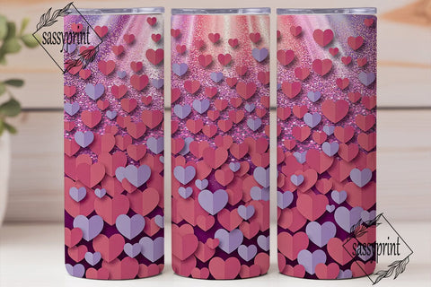 Glitter Hearts Pink Purple 20oz Tumbler Sublimation sassyprint 