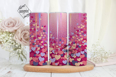 Glitter Hearts Pink Purple 20oz Tumbler Sublimation sassyprint 