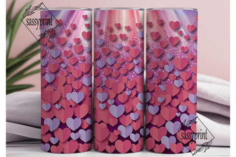 Glitter Hearts Pink Purple 20oz Tumbler Sublimation sassyprint 