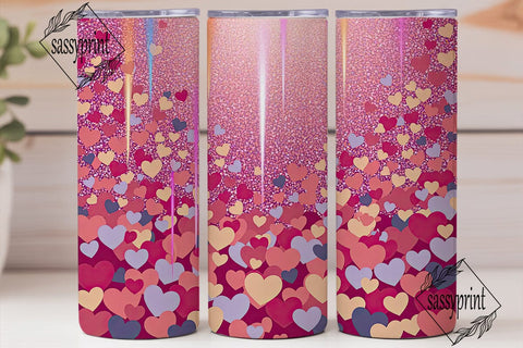 Glitter Hearts Pink Purple 20oz Tumbler Sublimation sassyprint 