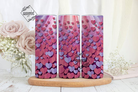 Glitter Hearts Pink Purple 20oz Tumbler Sublimation sassyprint 