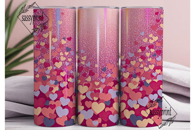 Glitter Hearts Pink Purple 20oz Tumbler Sublimation sassyprint 
