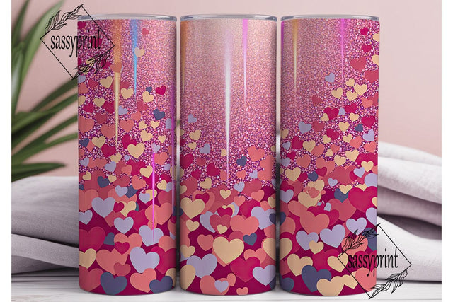 Glitter Hearts Pink Purple 20oz Tumbler Sublimation sassyprint 