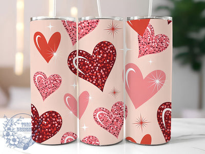 Glitter Hearts Valentine Tumbler, Valentine’s Day Wrap, Sparkly Love Cup, 20oz Sublimation Wrap, Stylish Glitter Heart Design Tumbler, Artistic Valentine Cup, Romantic Glitter Theme Wrap Sublimation ToriDesigns 