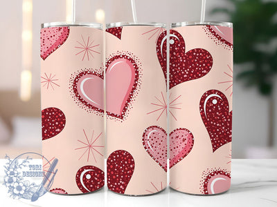 Glitter Hearts Valentine Tumbler, Valentine’s Day Wrap, Sparkly Love Cup, 20oz Sublimation Wrap, Stylish Glitter Heart Design Tumbler, Artistic Valentine Cup, Romantic Glitter Theme Wrap Sublimation ToriDesigns 