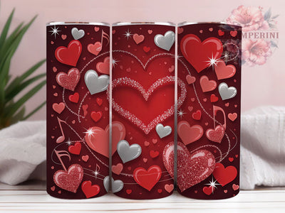 Glitter Hearts Valentine Tumbler, Valentines Wrap, Love Theme, Sublimation Art, 20oz Tumbler, Bold Pattern, Cute Design Sublimation Li Zamperini 