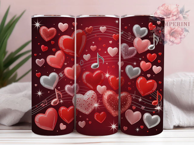 Glitter Hearts Valentine Tumbler, Valentines Wrap, Love Theme, Sublimation Art, 20oz Tumbler, Bold Pattern, Cute Design Sublimation Li Zamperini 