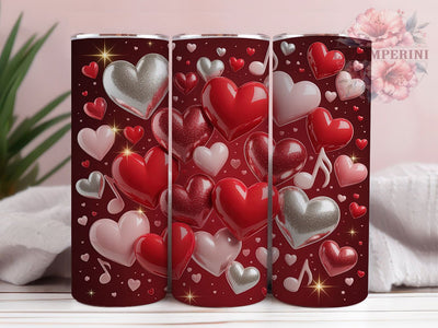 Glitter Hearts Valentine Tumbler, Valentines Wrap, Love Theme, Sublimation Art, 20oz Tumbler, Bold Pattern, Cute Design Sublimation Li Zamperini 