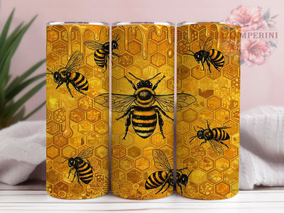 Glitter Honey Bee Tumbler Wrap, Glitter Bee Tumbler, Honey Bee Cup Design, Bumblebee Sublimation PNG, 20oz Glitter Tumbler, Floral Bee Tumbler Wrap, Sparkly Bee Theme Cup Sublimation Li Zamperini 