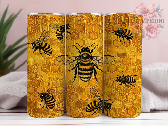 Glitter Honey Bee Tumbler Wrap, Glitter Bee Tumbler, Honey Bee Cup Design, Bumblebee Sublimation PNG, 20oz Glitter Tumbler, Floral Bee Tumbler Wrap, Sparkly Bee Theme Cup Sublimation Li Zamperini 