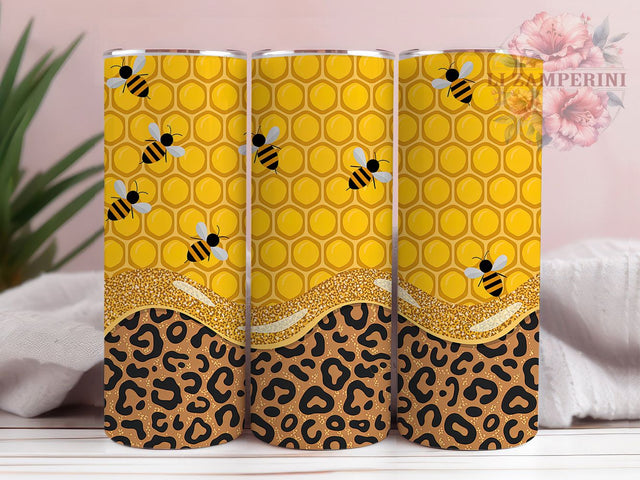Glitter Honey Leopard Bee Tumbler, Honey Leopard Tumbler, Animal Print Wrap, Stylish 20oz Wrap, Sublimation Design, Trendy Gift Idea, Inspirational Nature Tumbler Sublimation Li Zamperini 