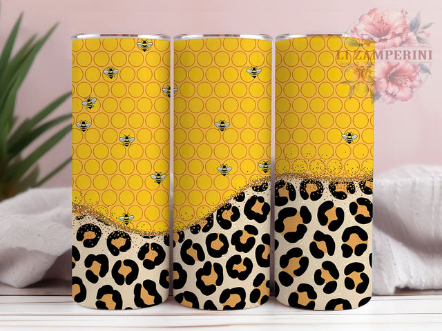 Glitter Honey Leopard Bee Tumbler, Honey Leopard Tumbler, Animal Print Wrap, Stylish 20oz Wrap, Sublimation Design, Trendy Gift Idea, Inspirational Nature Tumbler Sublimation Li Zamperini 