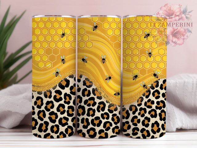 Glitter Honey Leopard Bee Tumbler, Honey Leopard Tumbler, Animal Print Wrap, Stylish 20oz Wrap, Sublimation Design, Trendy Gift Idea, Inspirational Nature Tumbler Sublimation Li Zamperini 