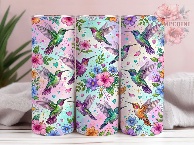 Glitter Hummingbird Floral 20oz Tumbler, Glitter Hummingbird, Hummingbird Floral, Glitter Floral, Hummingbird Tumbler, 20oz Tumbler, Floral Tumbler, Tumbler Wrap Sublimation Li Zamperini 