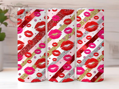 Glitter Kiss Stripes 20oz Tumbler, Glitter Kiss, Kiss Stripes, Glitter Tumbler, 20oz Tumbler, Kiss Tumbler, Stripes Tumbler, Tumbler Wrap Sublimation Lara' s Designs 