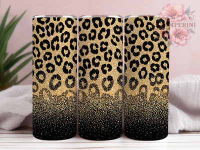 Glitter Leopard Black 20oz Tumbler Wrap, Leopard Print, Black Glitter, Animal Print Wrap, Bold Pattern, 20oz Tumbler Wrap, Sublimation PNG Sublimation Li Zamperini 