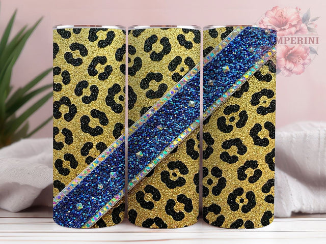 Glitter Leopard Blue Green 20oz Tumbler Wrap, Leopard Print, Blue Glitter, Green Glitter, Animal Print Wrap, 20oz Tumbler Wrap, Sublimation PNG Sublimation Li Zamperini 