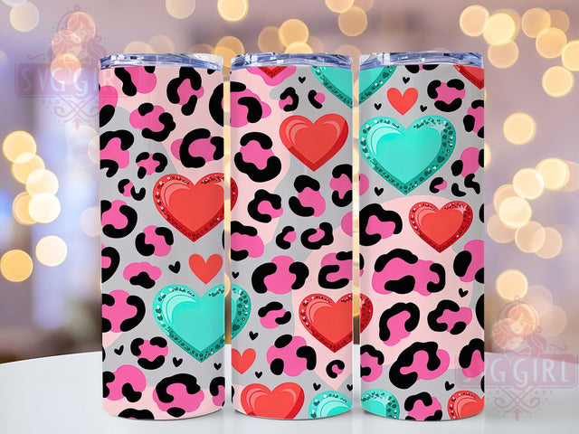 Glitter Leopard Cowhide Valentine Tumbler, Glitter Valentine Pattern, Bold Animal Print Design, 20Oz Sublimation Wrap, Glam Cowhide Art, Sparkling Valentine Texture, Tumbler Sublimation Sublimation SvggirlplusArt 